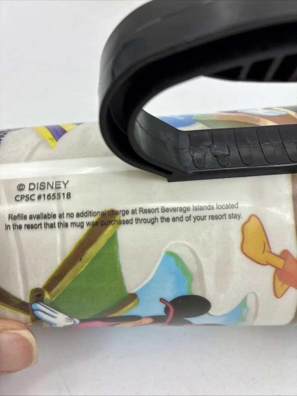 Disney Parks Mickey Minnie Donald Duck Souvenir Travel Cup Mug Black Handle